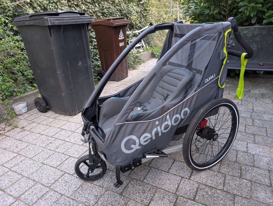 Qeridoo Przyczepka rowerowa QUPA 1 Lime + Fotelik
