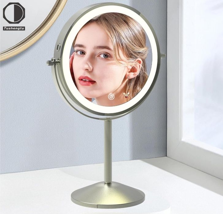 Lusterko kosmetyczne LED z powiększeniem 1x/10x, 3 barwy światła