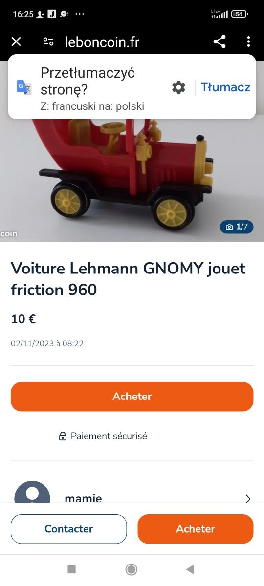 Stary vintage Samochodzik Lehmann Gnomy 960 Western Germany lata 70