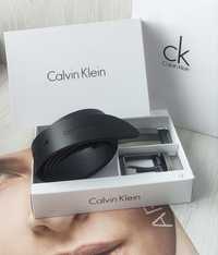 Мужской  ремень две пряжки Calvin Klein black