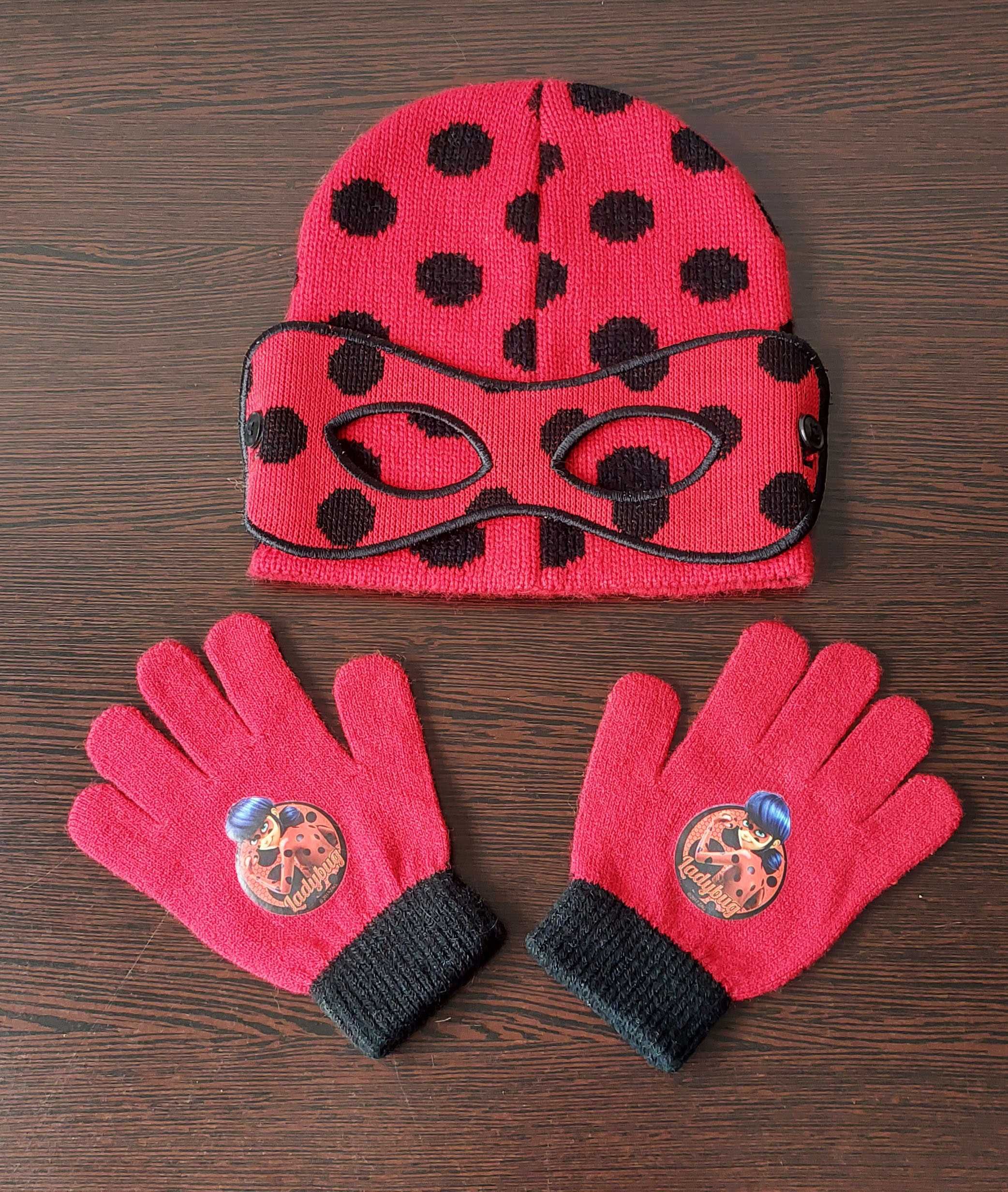 Gorro e luvas de lã para criança Ladybug