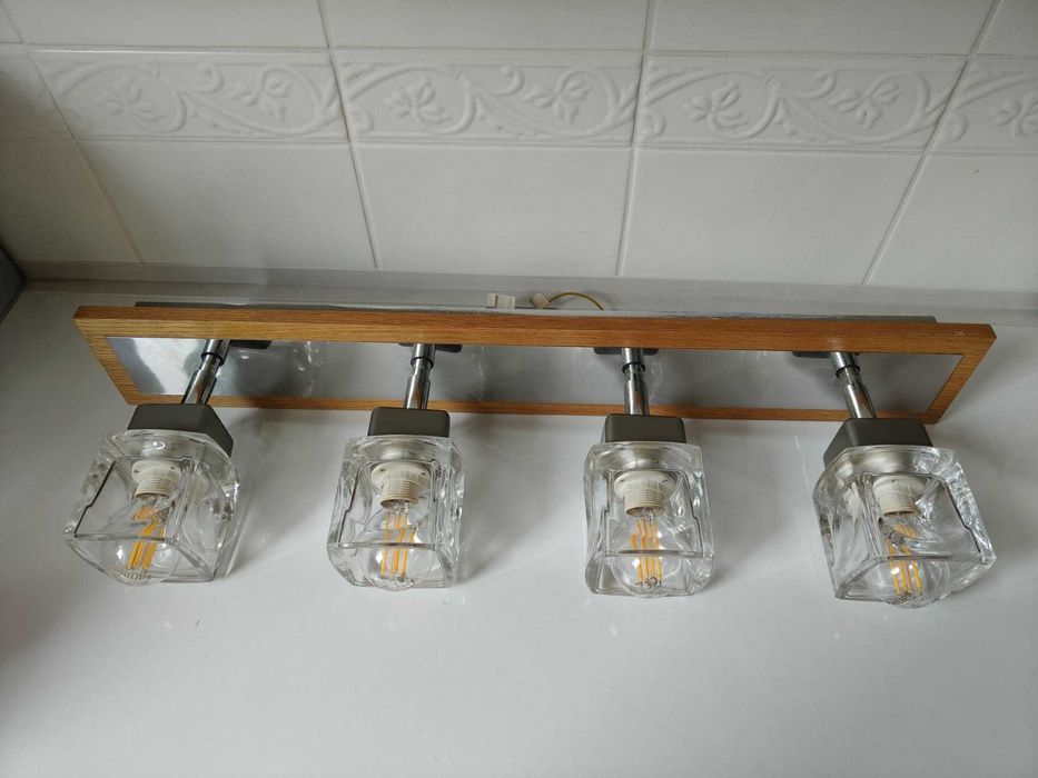 lampa sufitowa 4  żarówki E14  LED kolor dąb