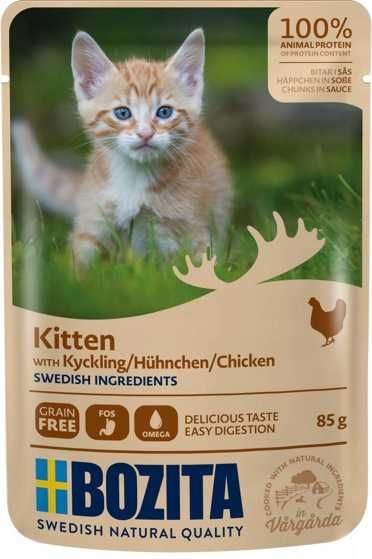 BOZITA Kitten MIX 12x85g SASZETKI Łosoś Kurczak mokra karma dla kociąt