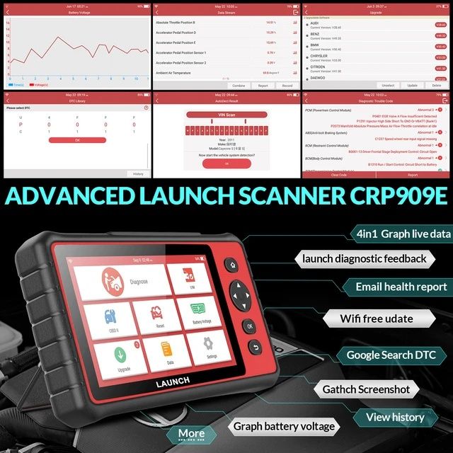 Máquina de diagnóstico Automóvel Launch X431 CRP909E SELADO