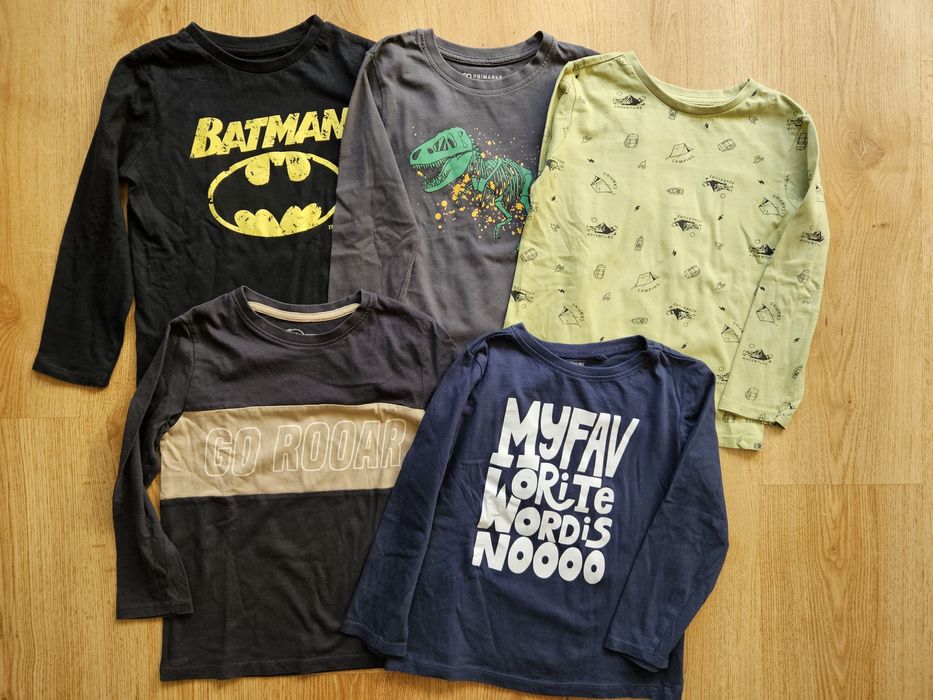 Bluzki z długim rękawem koszulki t-shirty zestaw 5 sztuk 110 sinsay