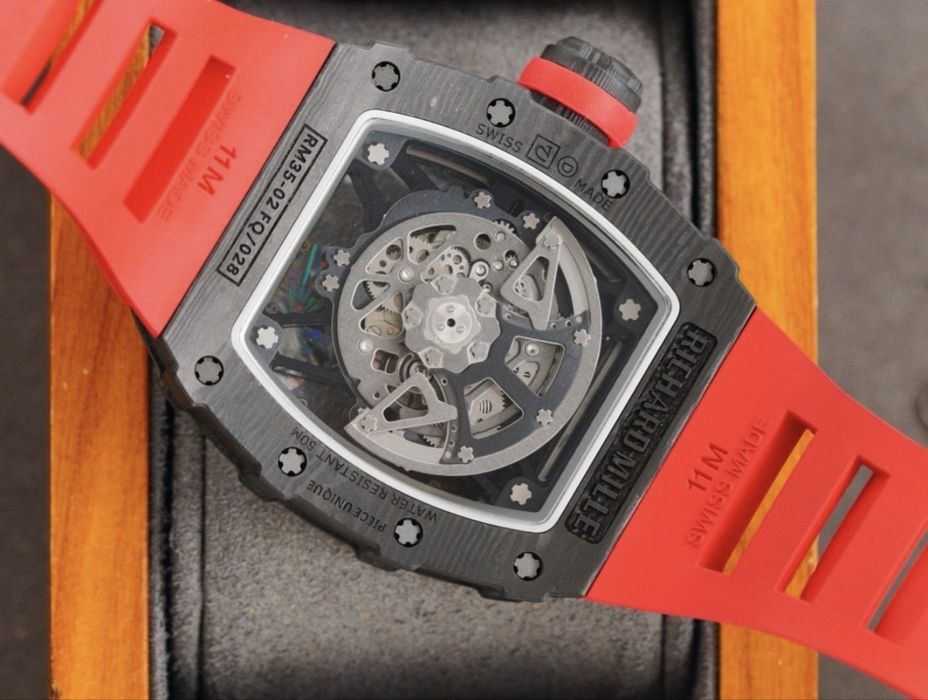 Relógio Richard Mille Preto e Vermelho Luxo Desportivo