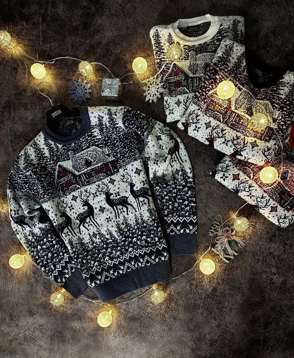 Чоловічий Новорічний светр|Світер з Оленями |Новогодний свитер