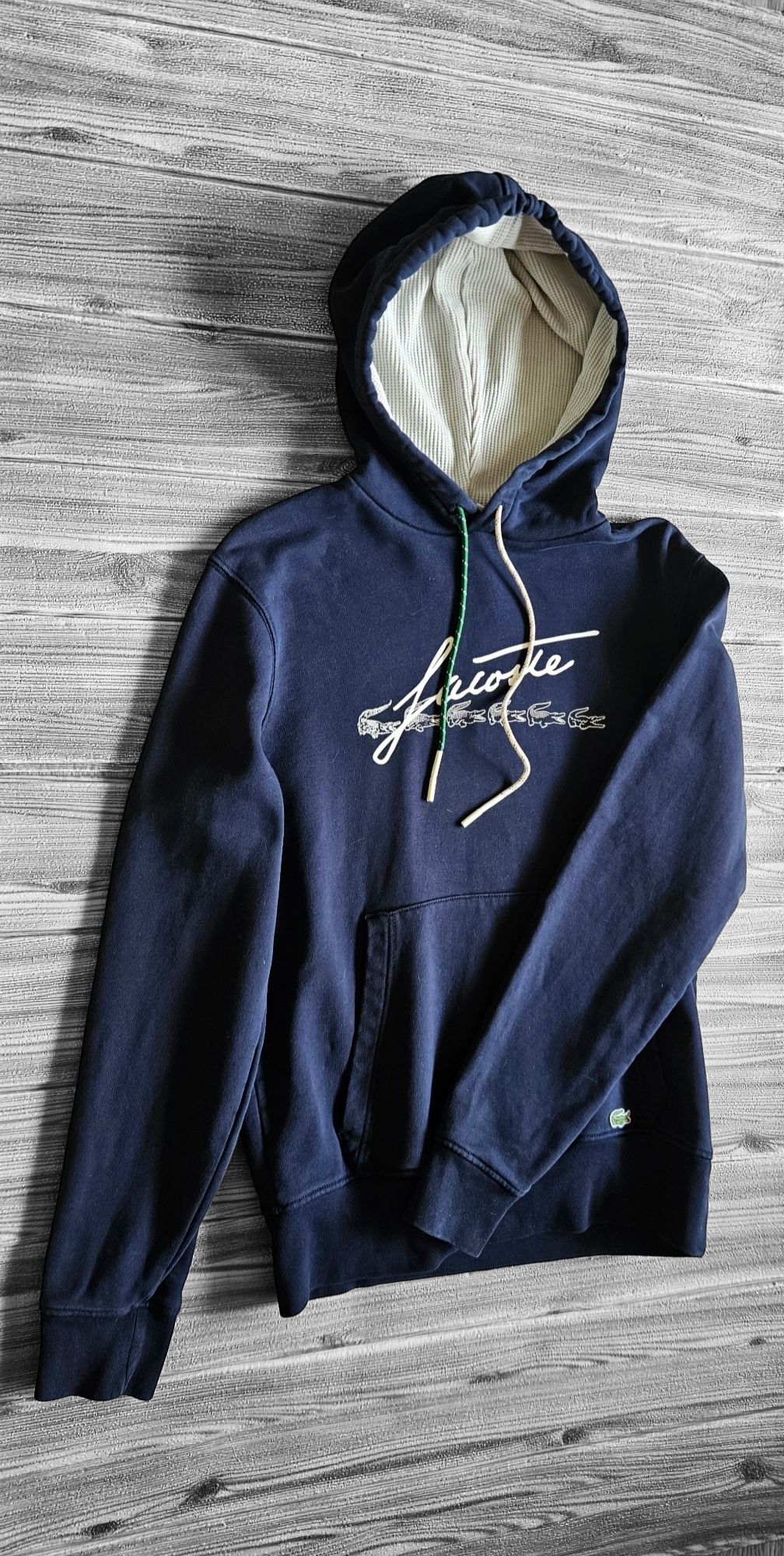 Bluza Lacoste męska kangurka z kapturem sportowa stylowa XS S granat