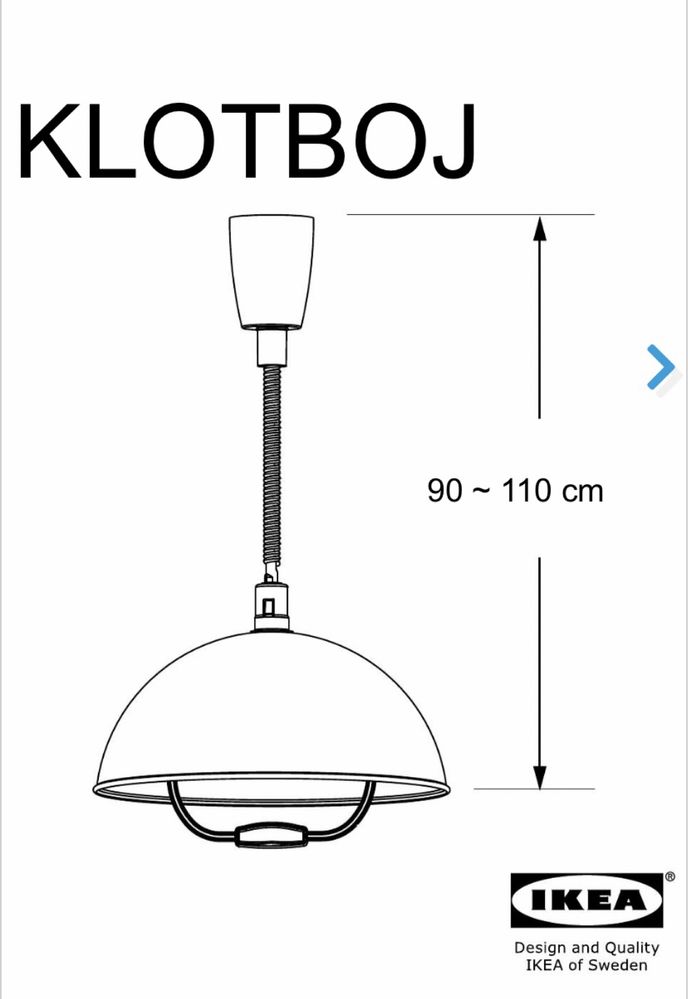 Candeeiro ikea klotboj branco novo