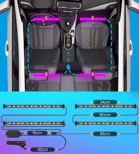 wodoszczelne oświetlenie wewnętrzne samochodu LED, 48 diod LED wysyłka