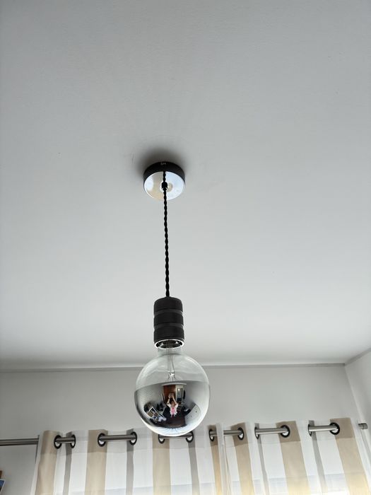 Candeeiro suspenso vintage latão com lâmpada