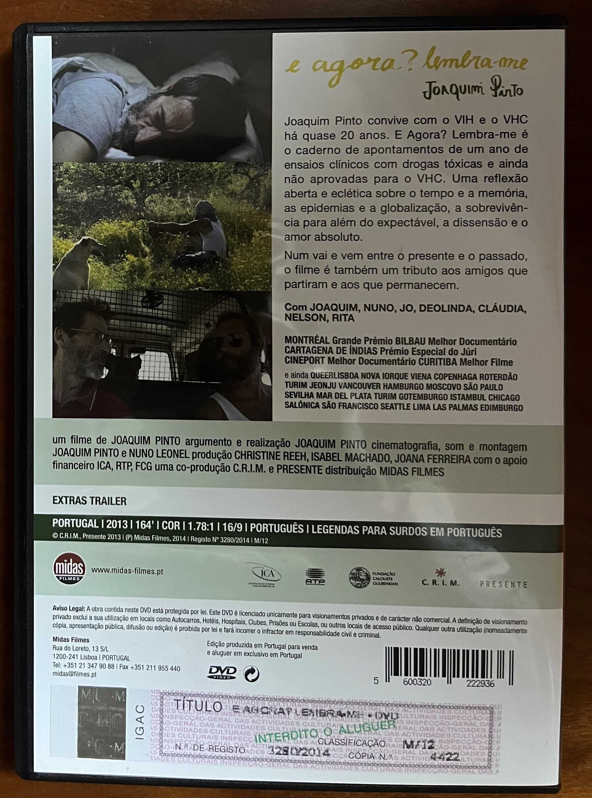 DVD "E Agora? Lembra-me" de Joaquim Pinto