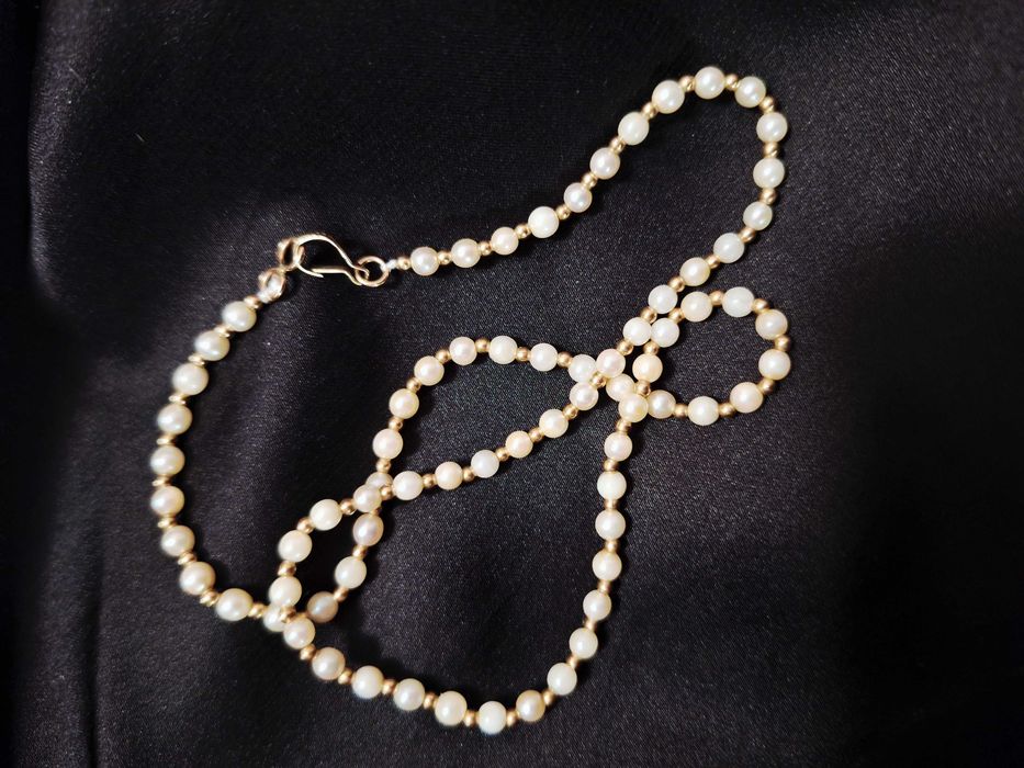 Вінтажне перлове намисто чокер з золотом 375 проби