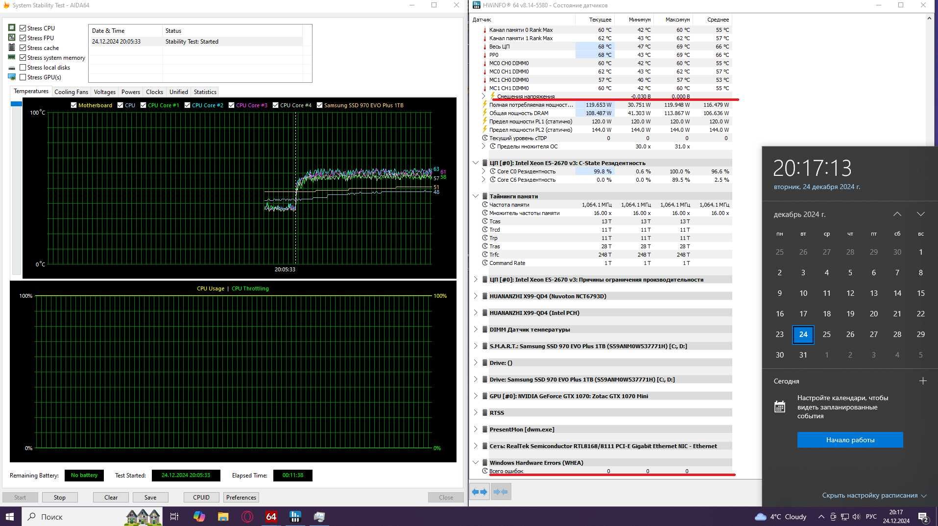 Комплект Xeon e5 2670 v3 / Huananzhi x99 qd4 /DDR 4 Klissre 4x8 32gb