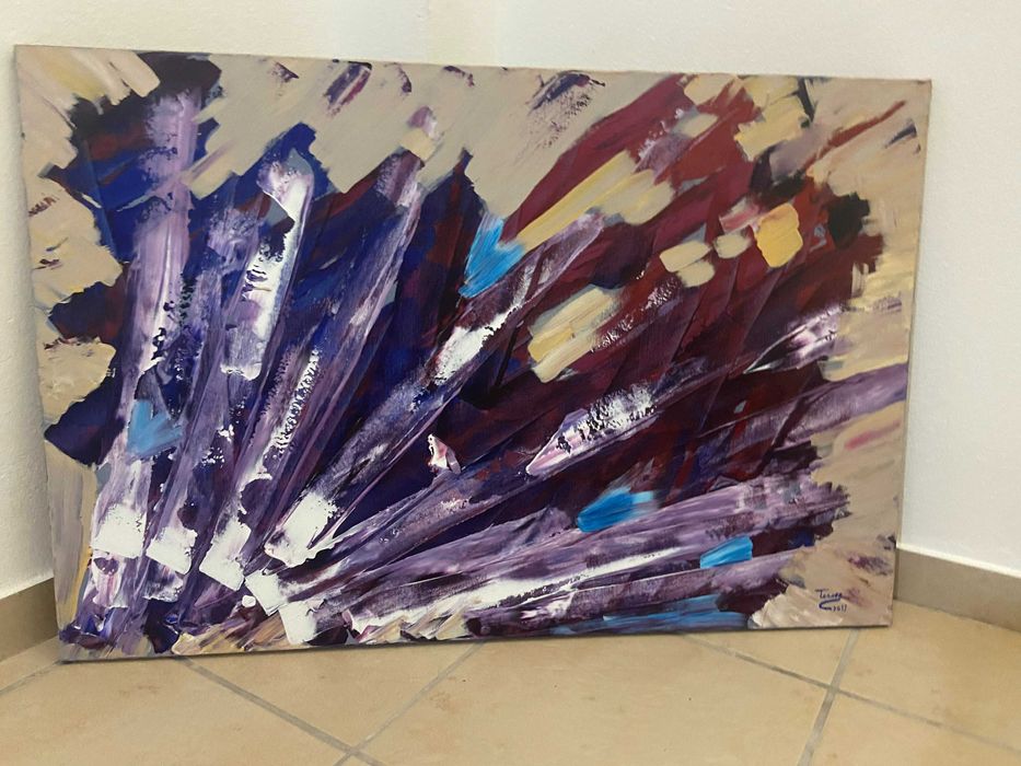 quadro óleo em tela 90 x 60cm arte abstrata, autor português