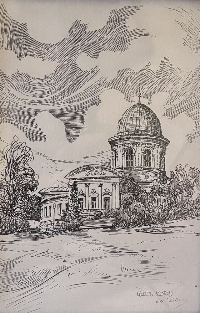 Grafika „Lądek Zdrój” - Władysław Kolbusz - 1988r