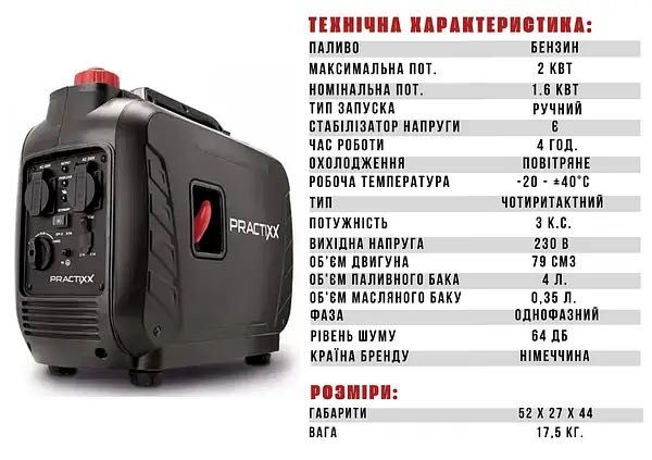 Інверторний генератор Scheppach 2 Kв Practixx PX-SE-2000
