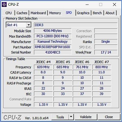 Память 4 Gb DDR3 - 1600 Ramaxel