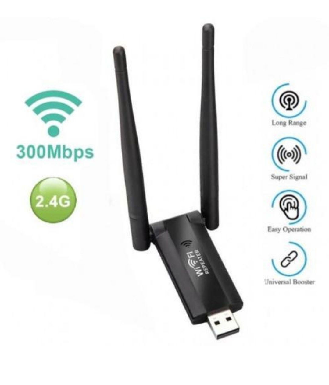 USB ретранслятор підсилювач WiFi сигналу (репітер) на 2 антени (9205).
