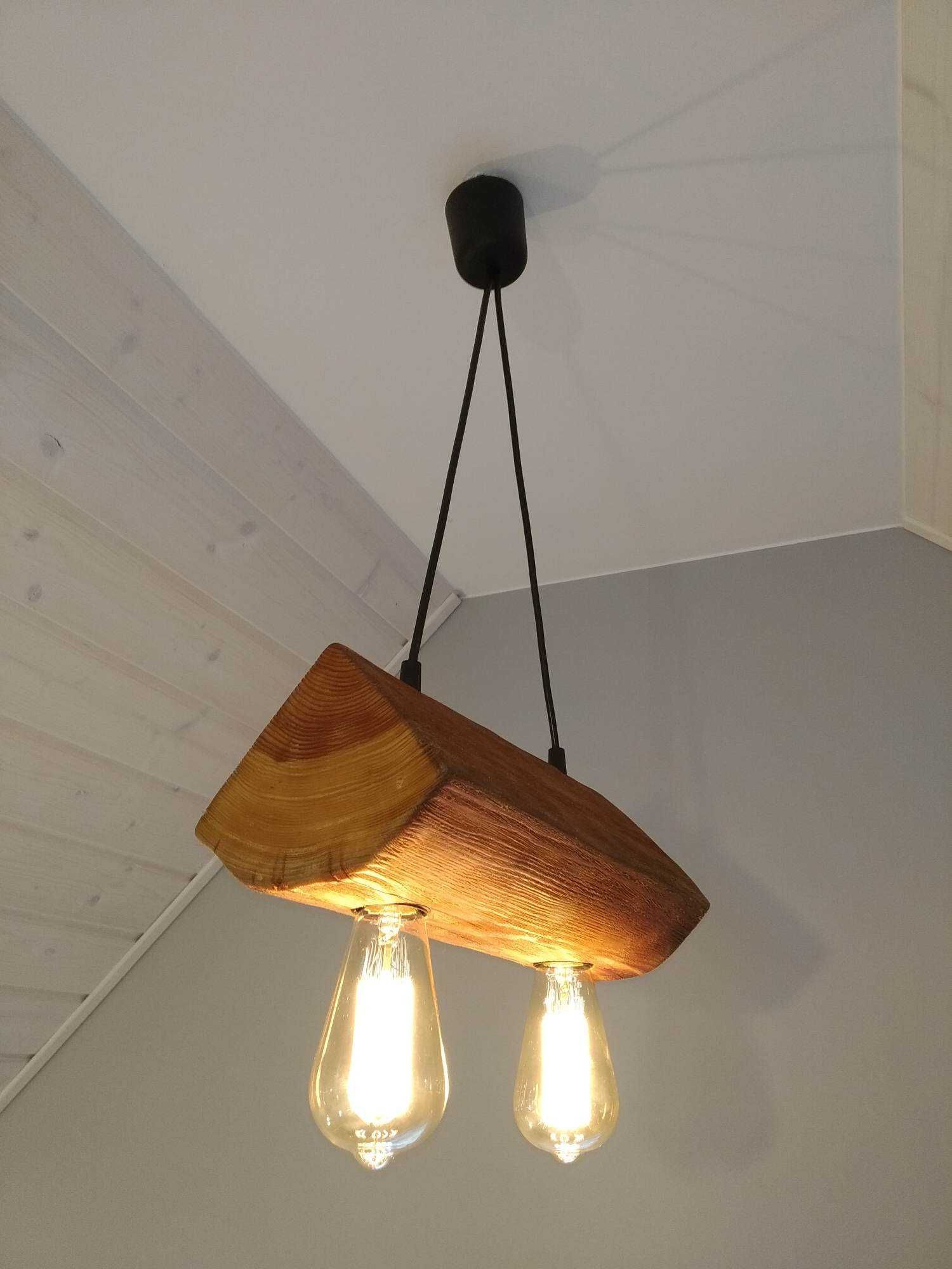 Lampa wisząca drewniana, rustykalna, loftowa. Rękodzieło, loft