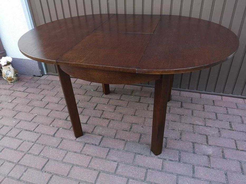 Stół Art-Deco Okrągły 100 Zgrabny Antyk Stary Rozkładany Po Renowacji.