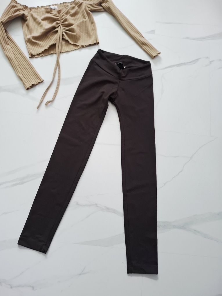 Leginsy XS - S czekoladowe push up wyszczuplające modelujące