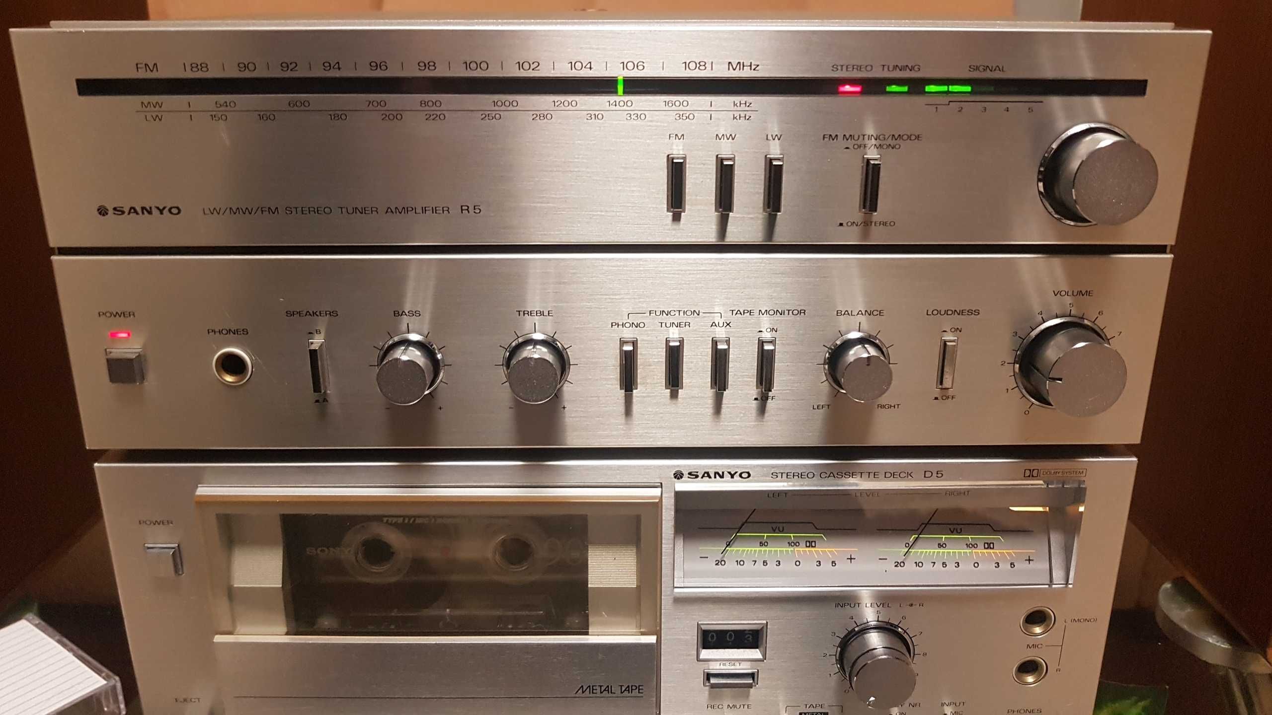 Усилитель/тюнер+дека SANYO R-5+D-5+S-5 mini system made in Japan