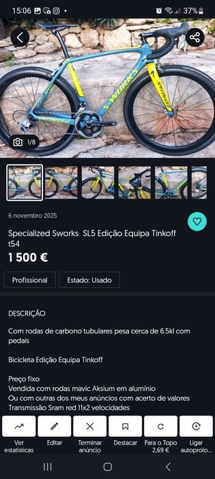 Specialized Tarmac Sworks edição Equipa Tinkoff  t54