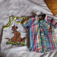 Zestaw: koszula w kratkę 110cm i t-shirt Scooby-Doo! 110-116cm