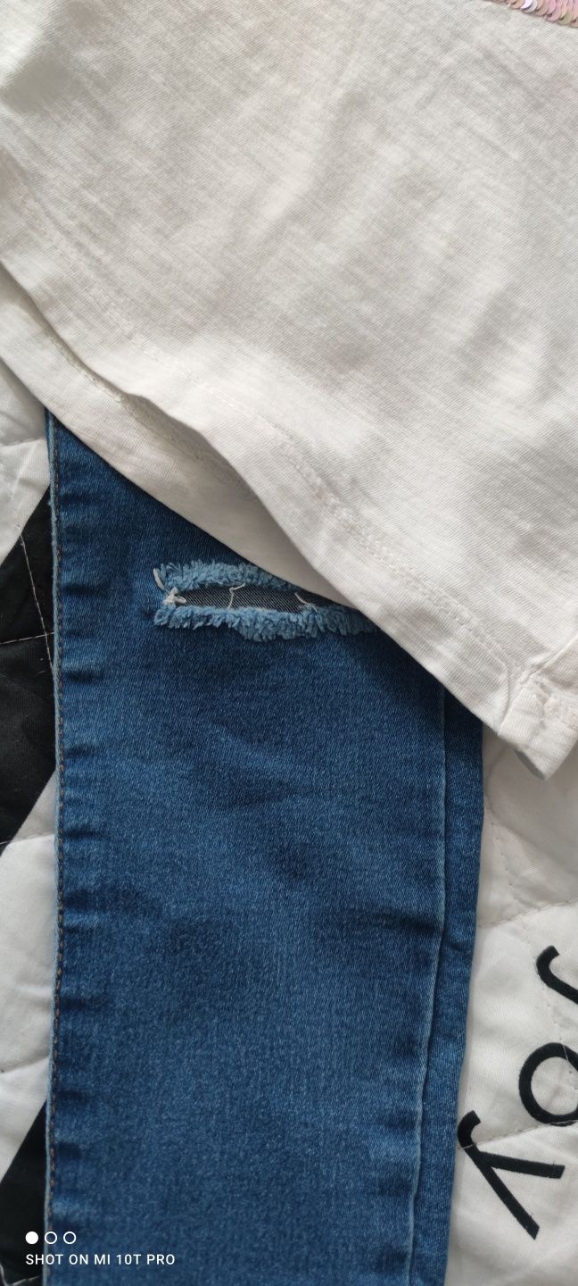 Zestaw spodnie Zara 116 oraz koszulka H&M 110-116