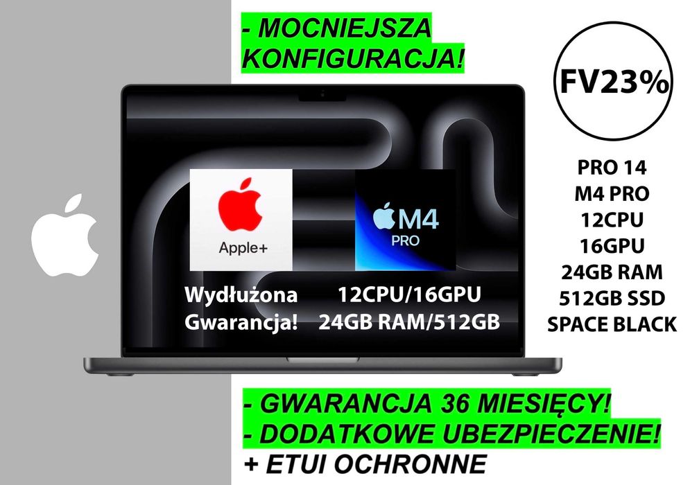 NOWY Apple MacBook Pro 14 M4 Pro 24GB RAM 512GB Black GW-3LATA FV23%
