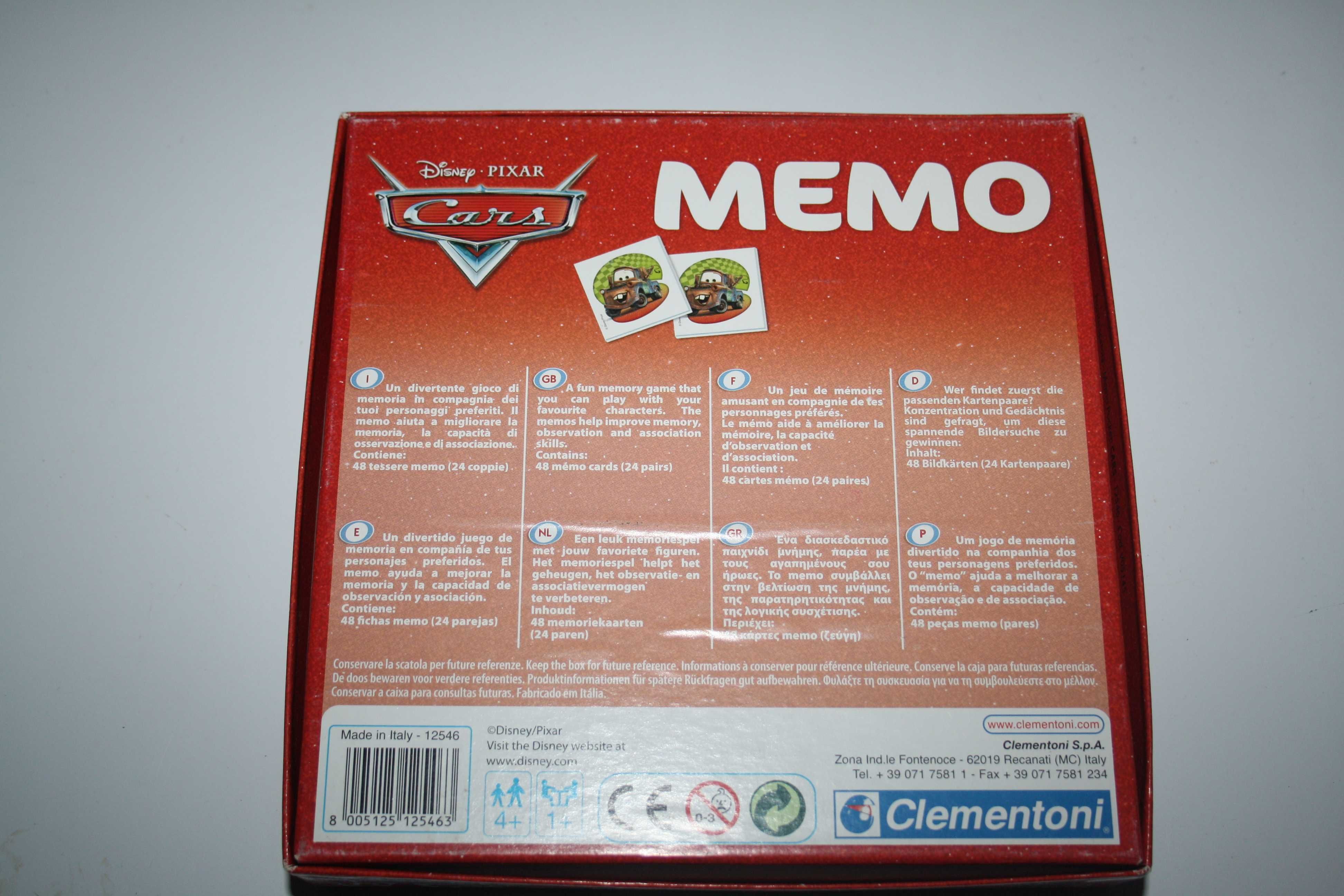 Clementoni Cars, jogo de memória