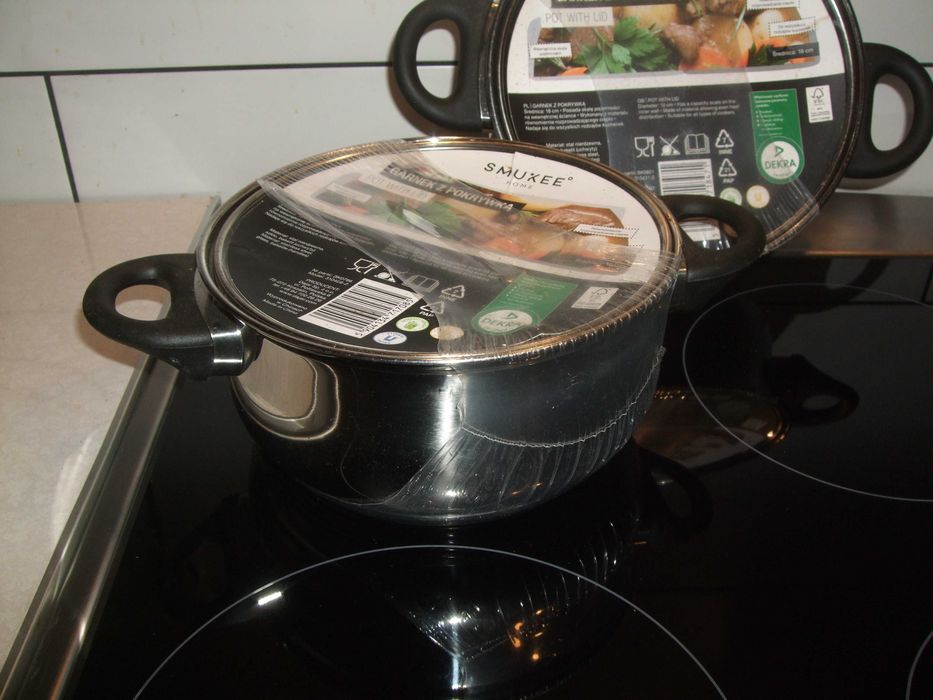 GARNEK NIERDZEWNY TRADYCYJNY Stalowy 18cm, 2L z Pokrywką Indukcja, gaz