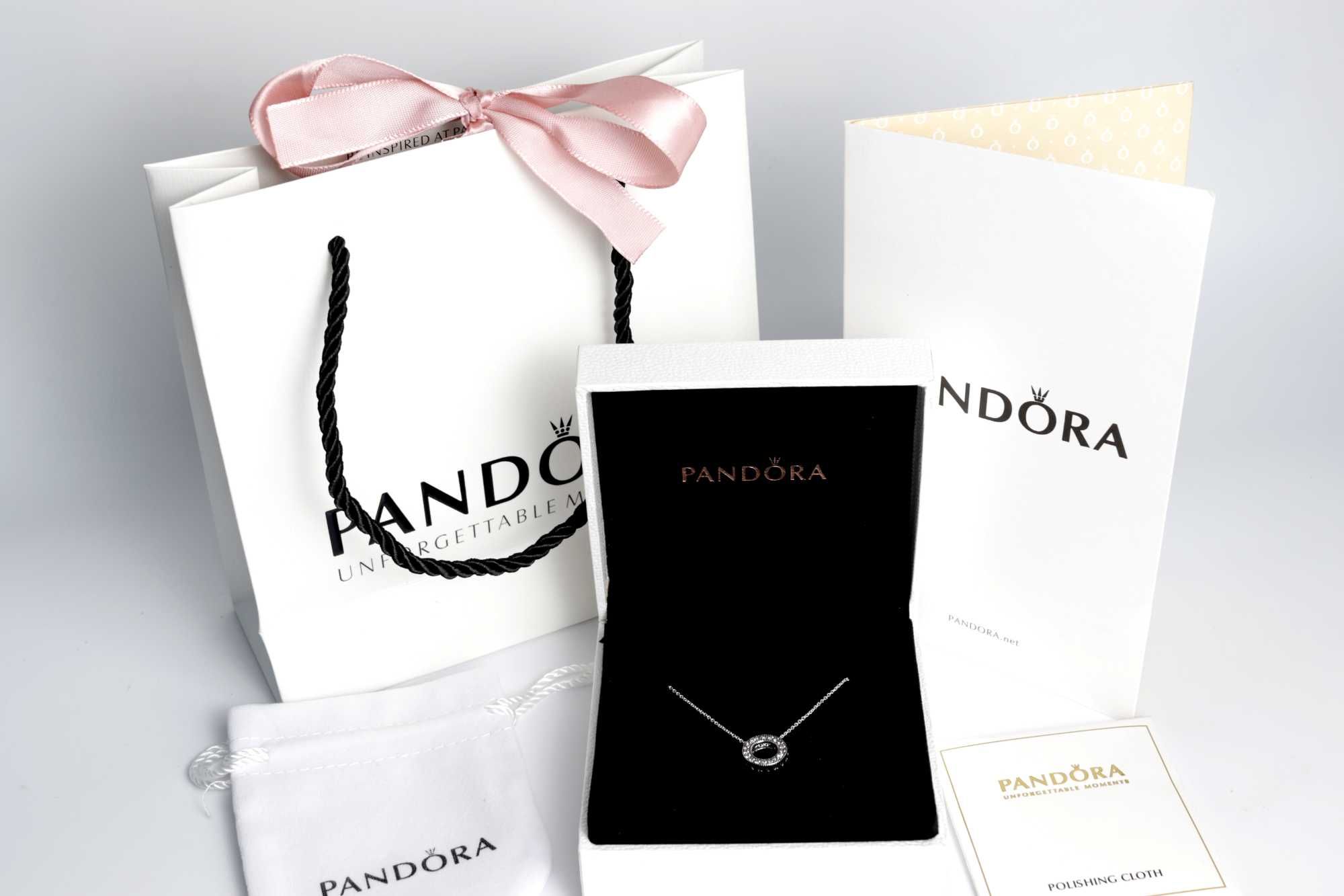 Намисто люкс якість з логотипом Pandora та паве срібло