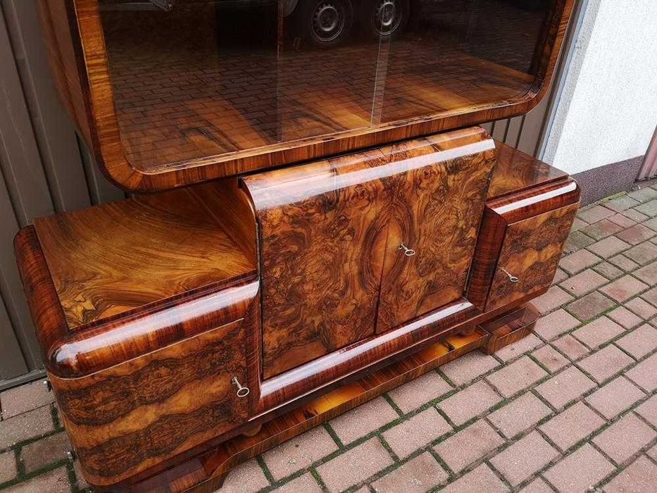 Witryna Serwantka ART-DECO Politura Orzech Stara Antyk.