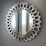 Srebrne lustro glamour okrągłe śr.90 cm M-0549