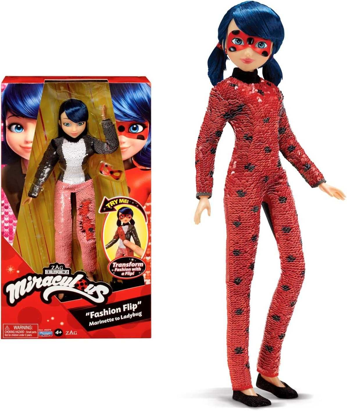 Леді Баг перетворення Марінетт з пайетками Flip Marinette To Ladybug