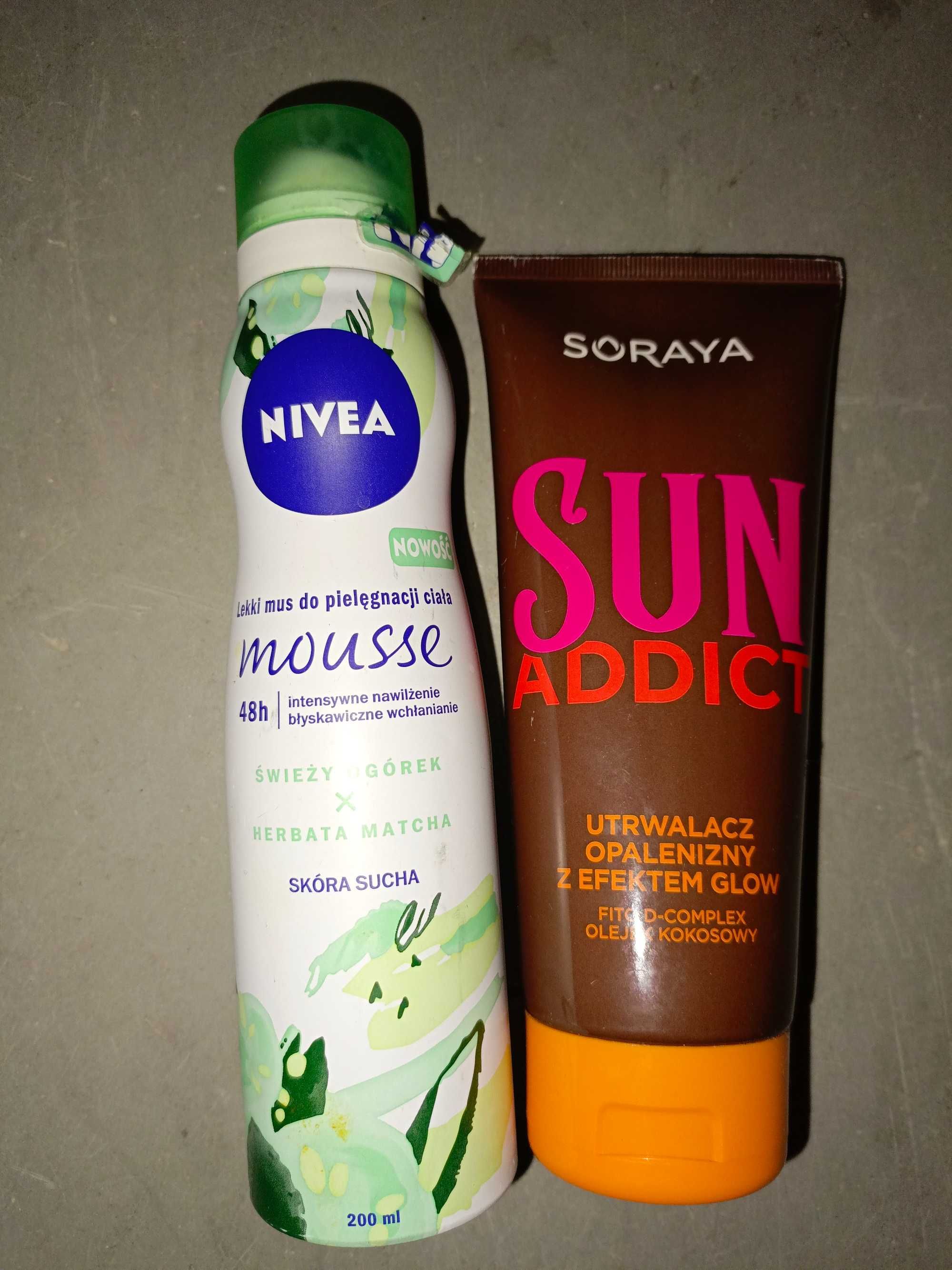 NIVEA: mus do ciała ogórek + Soraya: utrwalacz opalenizny
