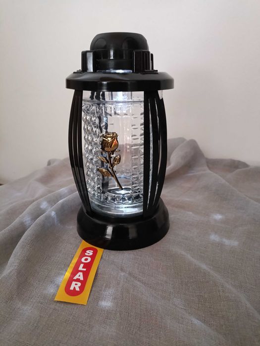 dekoracje nagrobne zestaw 4 zniczy solarnych  róża krzyż wysyłka