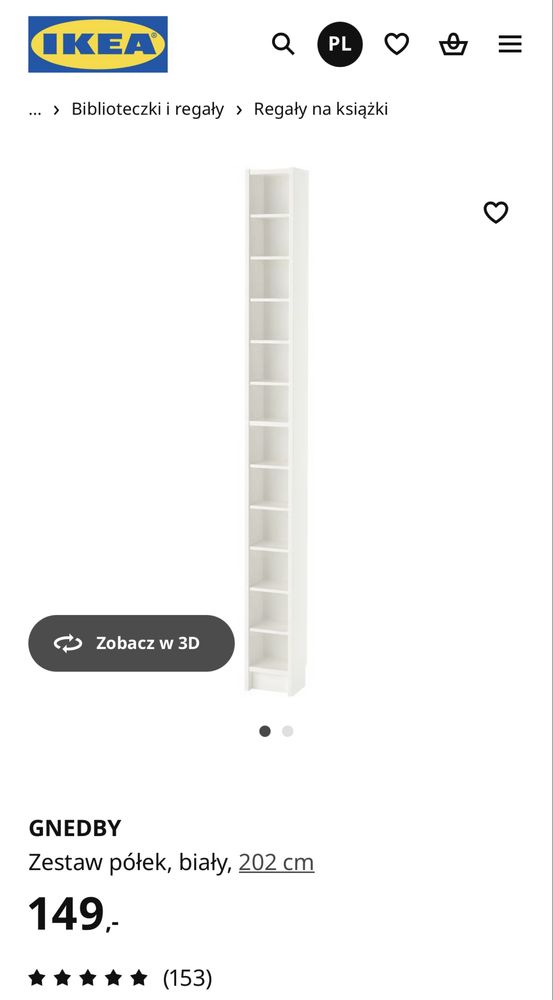 Zestaw półek GNEDBY IKEA Biały regał szafka