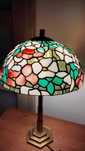 Stara biurkowa mosiężna lampa Tiffany vintage