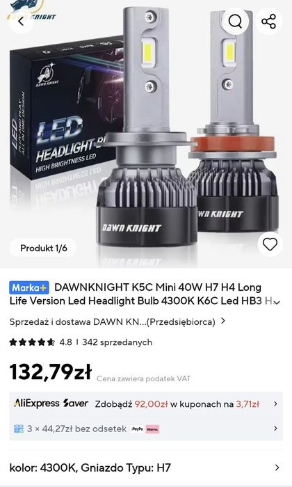 DAWNKNIGHT K5C mini 80W 4300K LED żarówki NOWE