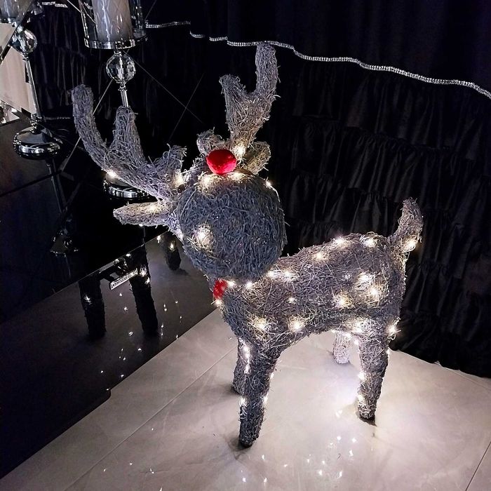 Renifer świąteczny LED dekoracja świecąca ozdoba figurka rattan 80cm