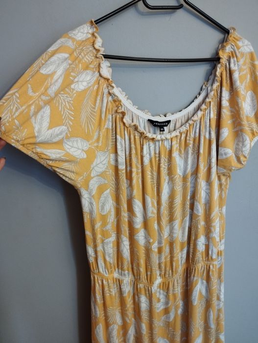 Żółta kanarkowa sukienka kwiaty wzory Peacocks 48