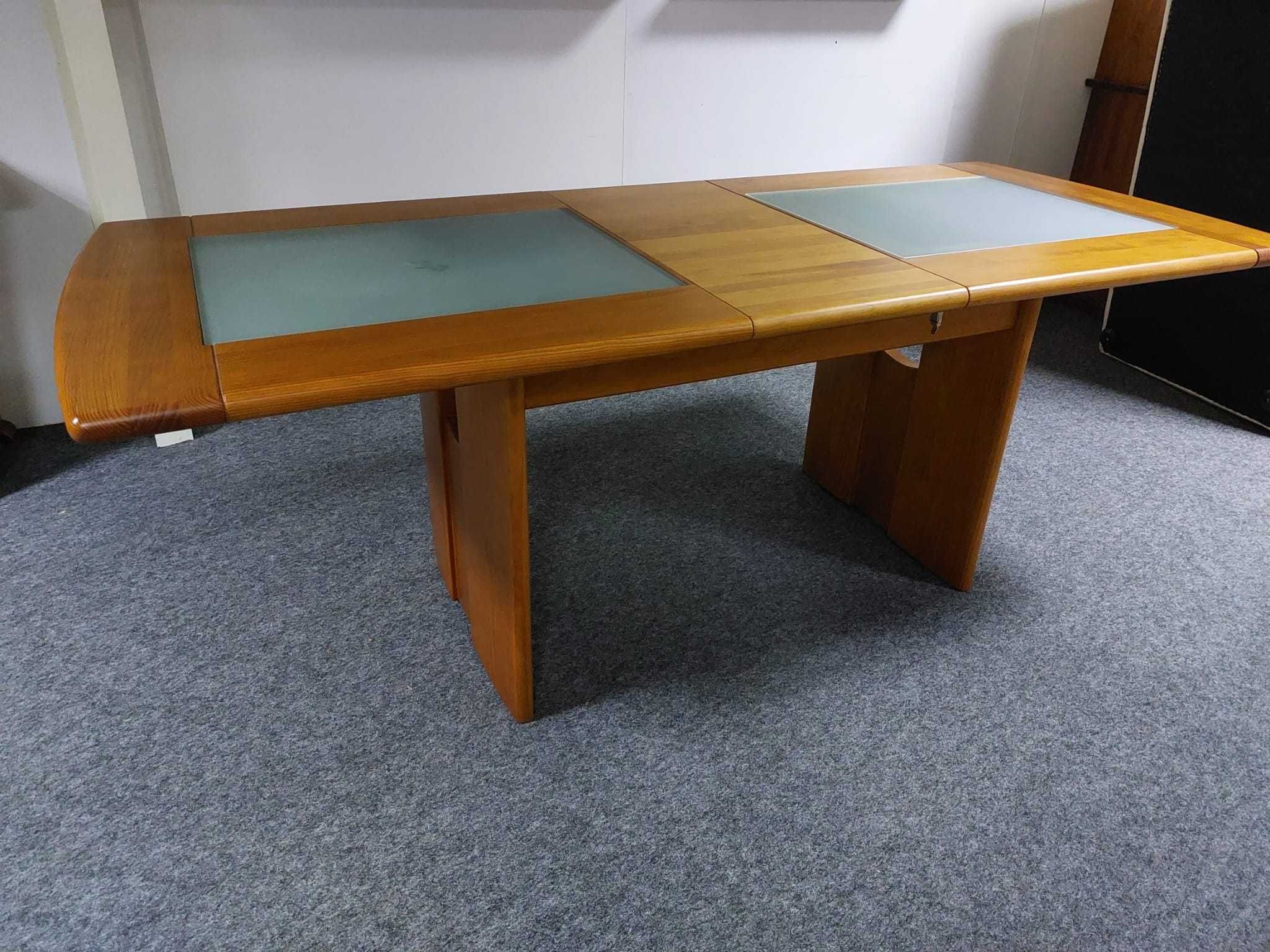 Conjunto de mesa de jantar extensível com 6 cadeiras em pinho