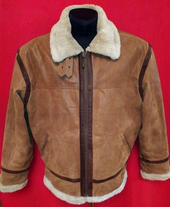 Пилотная кожаная куртка на меху, дубленка, пилот зимний, р.52-54