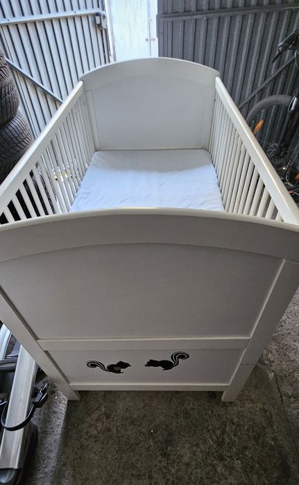 Łóżeczko dzięciece 2w1 tapczan Pinolino 70x140 materac lateksowy Hevea