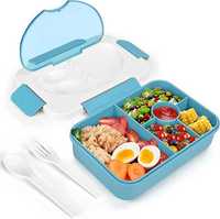 ŚNIADANIÓWKA Lunchbox Pojemnik  1350ml z przegródkami sos. Niebieska