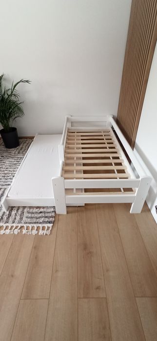 180x80 Łóżko dziecięce białe z szufladą na materac
