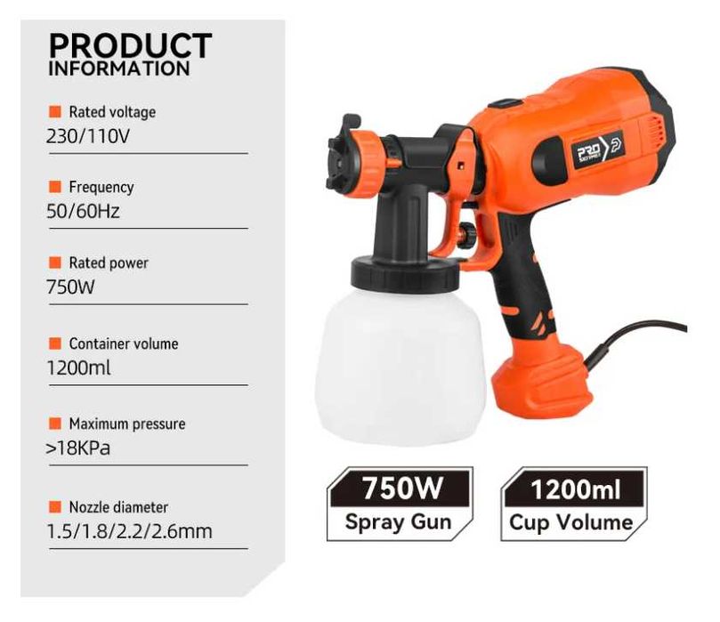 Pistolet Lakierniczy HVLP 750W -  Dla Perfekcyjnych Wykończeń